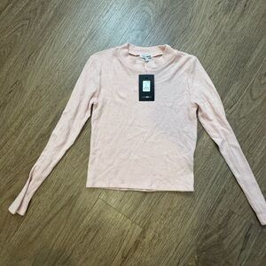 Fashion Nova Pink Long Sleeve Fitted Polo Tee